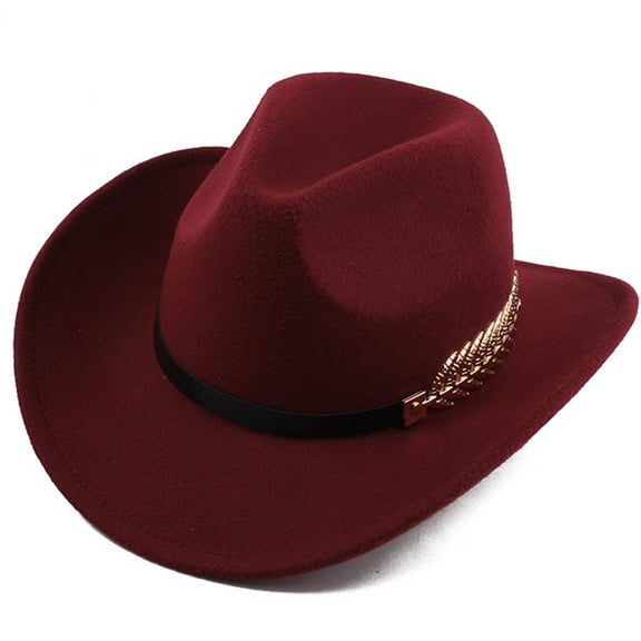 TELOLY Cowboy Hat,Trendy Wide-Brim Cowgirl Hat Equipped with Moisture-Wicking Sweatband,Functional Safari Hat with Adjustable Windproof Strap,Scale Wine