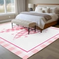 thumbnail image 4 of Rectangle Area Rugs 5 x 8 Ft, Pink Bowknot Non-Slip Residential Carpet, Shining Stars Vintage White Plaid Modern Indoor Crawling Mats Runner Rugs for Living Room/Dining Room/Bedroom, 4 of 8