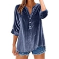 thumbnail image 1 of Casual Retro Long Sleeve Shirt With Collar Loose Fit Blouse Pure Color Top For Daily Wear, 1 of 4