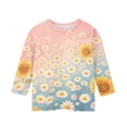 thumbnail image 3 of Abcomgle Girls Tshirts 6-7 Years Old Crewneck Daisy Flower Sunflower Print Girls Shirts 3/4 Sleeve Toddler Girls T-Shirts Summer Fashion Cotton Toddler Tops Girls, 3 of 5