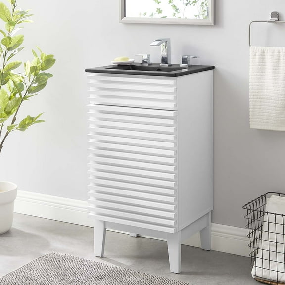 Modway Render 18" Bathroom Vanity in White Black