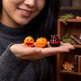 thumbnail image 5 of Halloween Pumpkin Decor, Funny Jack-o'-Lantern Tabletop Figurine with Black Horns, Small Orange Ornament for Shelf,Party and Indoor Home Decorations, 5 of 7