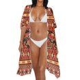 thumbnail image 3 of HELLHERO Polyester Bathing Suit Cover Up for Summer Long Free Size Long Kimono Swimsuit Cover Up Geometric Hummingbird, 3 of 6