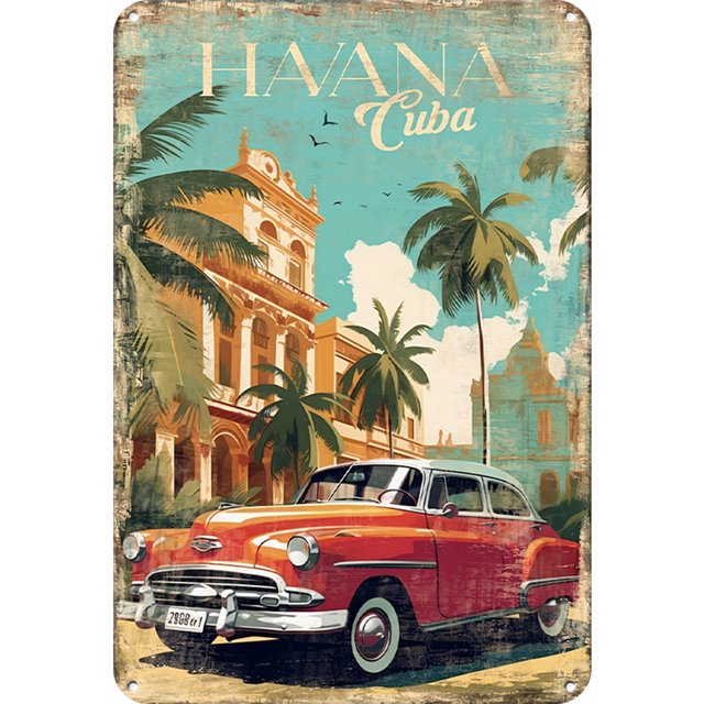 Placa Metal Vintage Coche Pintura Hierro Rectangular Arte La Pared 20x30 Cm Ygjytge