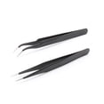 thumbnail image 1 of Roofei 2 Pcs Pinces en Acier Inoxydable pour Extension de Cils - Pinces à Pointe Droite et Courbée - Noir, 1 of 7