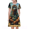 thumbnail image 1 of Balery Forest Meditating Gorilla Vestidos sueltos de manga corta para mujer, vestidos de verano 2025, vestidos casuales de corte A con vuelo., 1 of 6