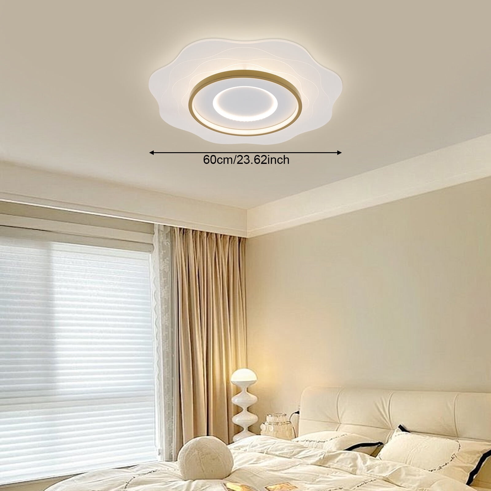Modern Elegant Appearance White Dimmable LED Ceiling Light with Remote Control for Bedrooms, Dining Rooms