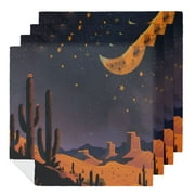 Nawy Boho Western Vertical Bohemian Mountain Desert Cactus Asthetic Minimalist Mid Century Sunset Dinner Napkin 6 PCS