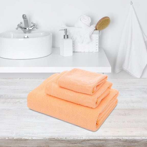 JOGZMZ 3-Pack Cotton Bath Towel Set 55x27 Inch, Embossed Bear Design Absorbent Bath & Beach Towels, Soft Face Hand Towels for Home, Spa, Gym