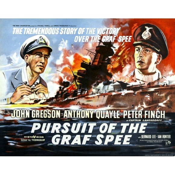 The Battle Of The River Plate (Aka Pursuit Of The Graf Spee) Left: Anthony Quayle On Uk Poster Art 1956 Movie Poster Masterprint (14 x 11)