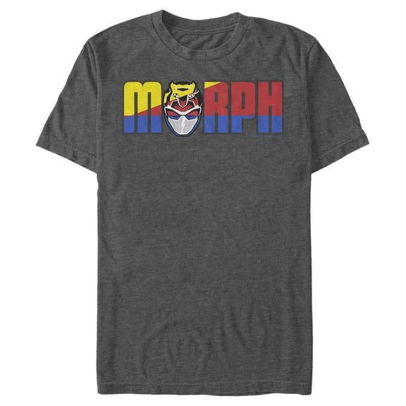 Men's Power Rangers Morph Color Text  Graphic Tee Charcoal 3X Large