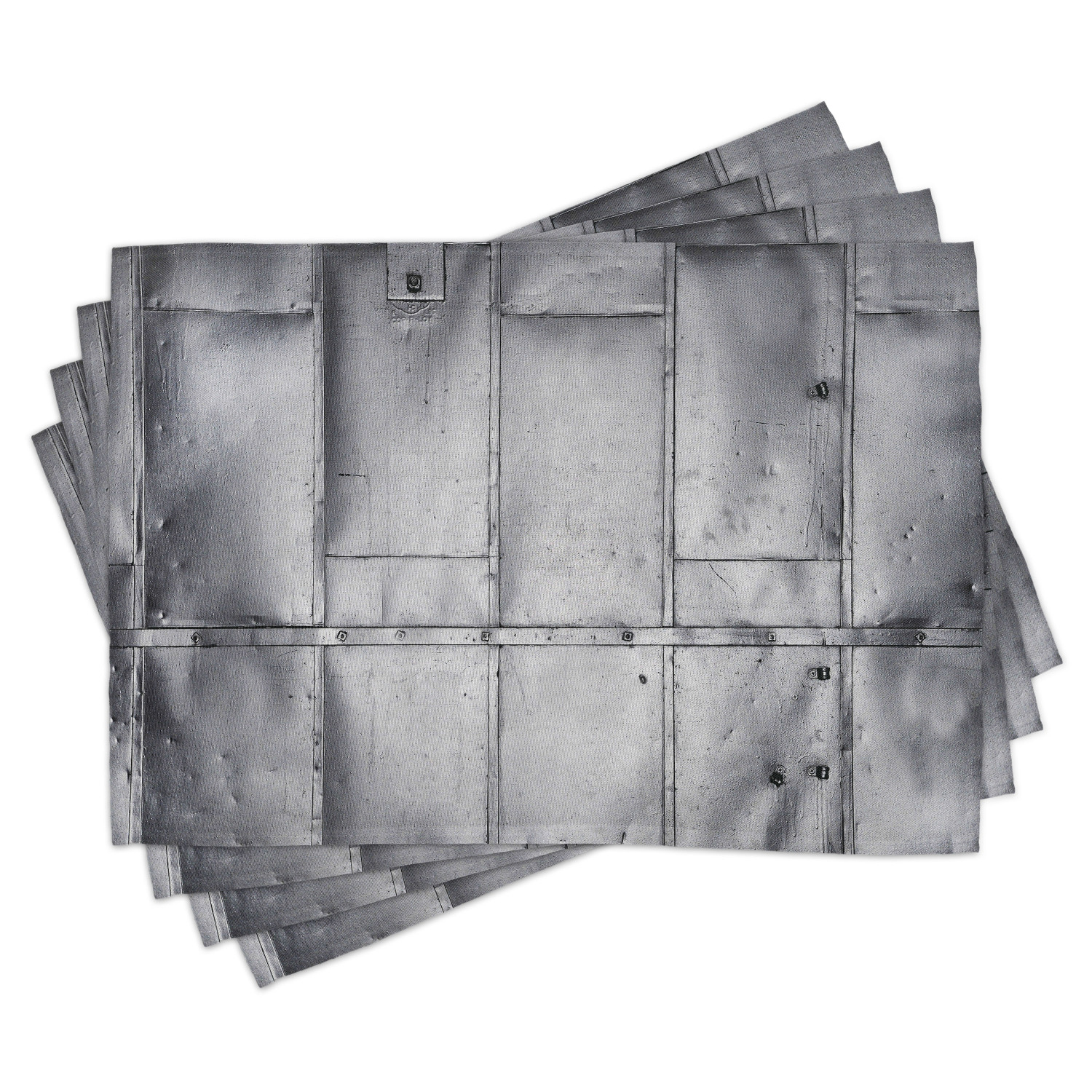 Industrial Placemats Set of 4 Steel Panels Industrial Wall Theme Aluminum Background Futuristic