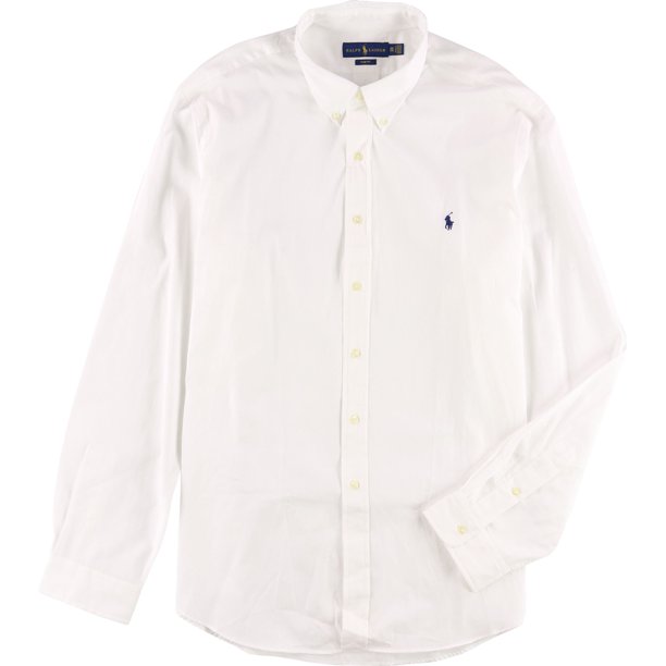 Ralph Lauren - Camisa con botones de popelina para hombre, color blanco, XS Ralph Lauren Botones al frente