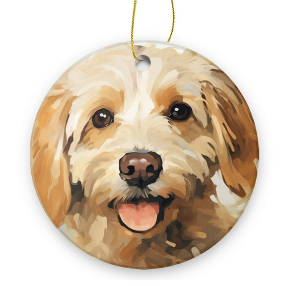 Happy Golden Doodle - Christmas Ornament Xmas Keepsake Ceramic Ornaments Holiday Decorations for Tree Christmas Gift Ideas 2.95in