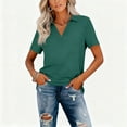 thumbnail image 6 of WULMLEO Plus Size Collared Polo Shirts Summer Short Sleeve V Neck Business Tops for Women Dark Green S, 6 of 6