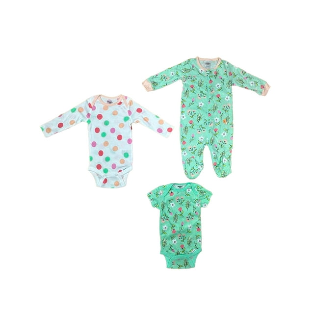 Kit 3 piezas Bebé Niña Onesies Pañaleros y Mameluco Multicolor OP2208HK