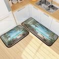 thumbnail image 7 of 2-Piece Kitchen Rugs Set Non-Slip Mats Carpet Floor for Kitchen, Bathroom (19.7"x27.6" & 19.7"x47.2") Palm Trees and Ocean, 7 of 7