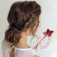 thumbnail image 2 of Unique Bargains 1 Pc Fashion Bow Ribbon Hair Clips Hairdo Clip Wine Red, 2 of 5
