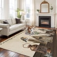 thumbnail image 2 of Vintage Flowers Area Rugs 5'x7', Washable Small Throw Rugs for Laundry Room Playroom, Birds Retro Art Elegant Farmhouse Rustic Indoor Outdoor Rug Non-Slip Low Pile Carpet Runner Reversible Floor Mats, 2 of 8