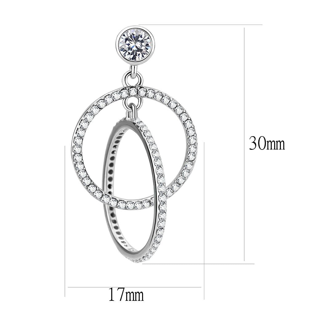 Women's Stainless Steel High polished CZ Clear Earrings