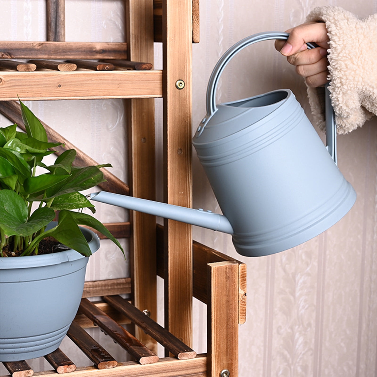 1.8L Watering Can for Garden Plants, Long Spout Watering Pot for Indoor Outdoor Use, Vintage Look Watering Can for Succulents Flowers Balcony Bonsai, 8.6 x 6.1 x 6.1 in