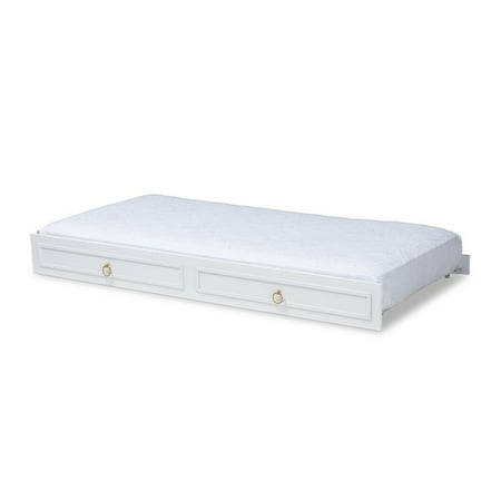 Baxton Studio Mariana White Wood Twin Size Bed with Trundle