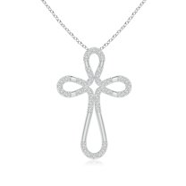ANGARA Natural Diamond Loop Cross Pendant in 14K White Gold for Women (Size-1.35mm | Color-H| Clarity-SI2) | April Birthstone, Birthday, Anniversary, Jewelry Gift for Women | Natural Diamond Necklace