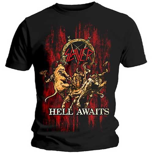 Men's Slayer Hell Awaits T-shirt Small Black