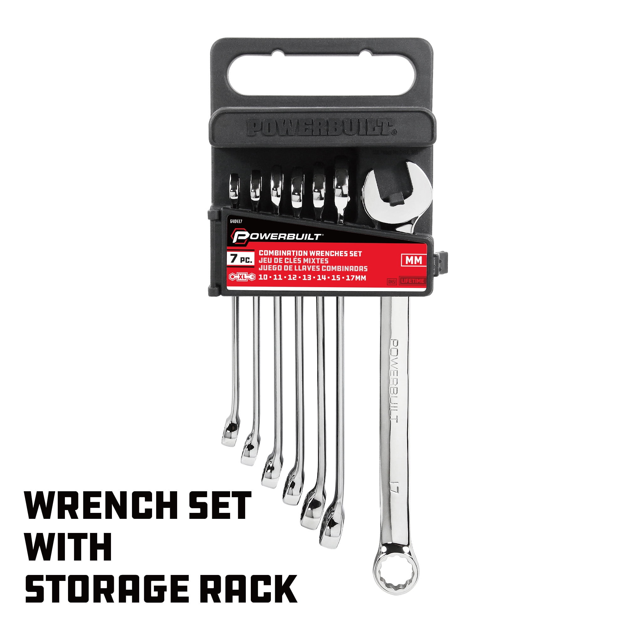 Powerbuilt 7 Piece Metric Long Pattern Combination Wrench Set - 640437