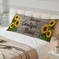 thumbnail image 5 of Sunflower Wooden Long Body Pillow Cover 20x60 Inch, Farmhouse Vintage Botanical Floral Decorative Pillowcase with Zipper, Microfiber Pillow Protector, Soft Breathable Long Pillowcases for Women, 5 of 9