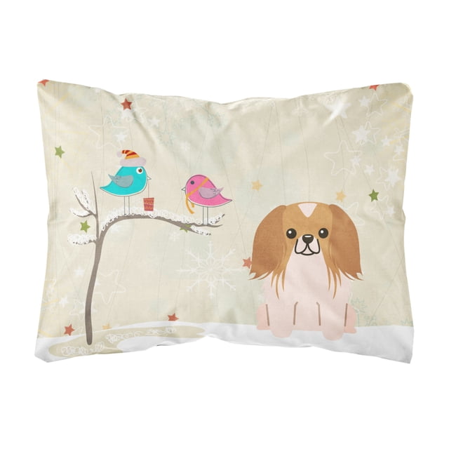 Caroline's Treasures BB2575PW1216 Regalos de Navidad entre amigos Almohada decorativa de tela de lona roja blanca pequinés, 12 H x 16 W, multicolor Caroline's Treasures BB2575PW1216