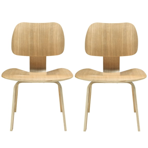 Pemberly Row 18.5" Style Wood Dining Chairs in Natural (Set of 2)