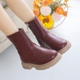 thumbnail image 5 of Otqutp Baby Warm Winter Boots Girls Scrub Boots Shoes Water-proof Leather Short Boots PU Leather Non-slip Breathable Boots 3-12 Years(A,3.5-4 Years), 5 of 9