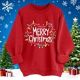 thumbnail image 2 of IWRICH Christmas Sweatshirts for Women Merry Christmas Plaid Pullover Sweatshirts Holiday Vacation Graphic Tees Tops 1-Red M, 2 of 3
