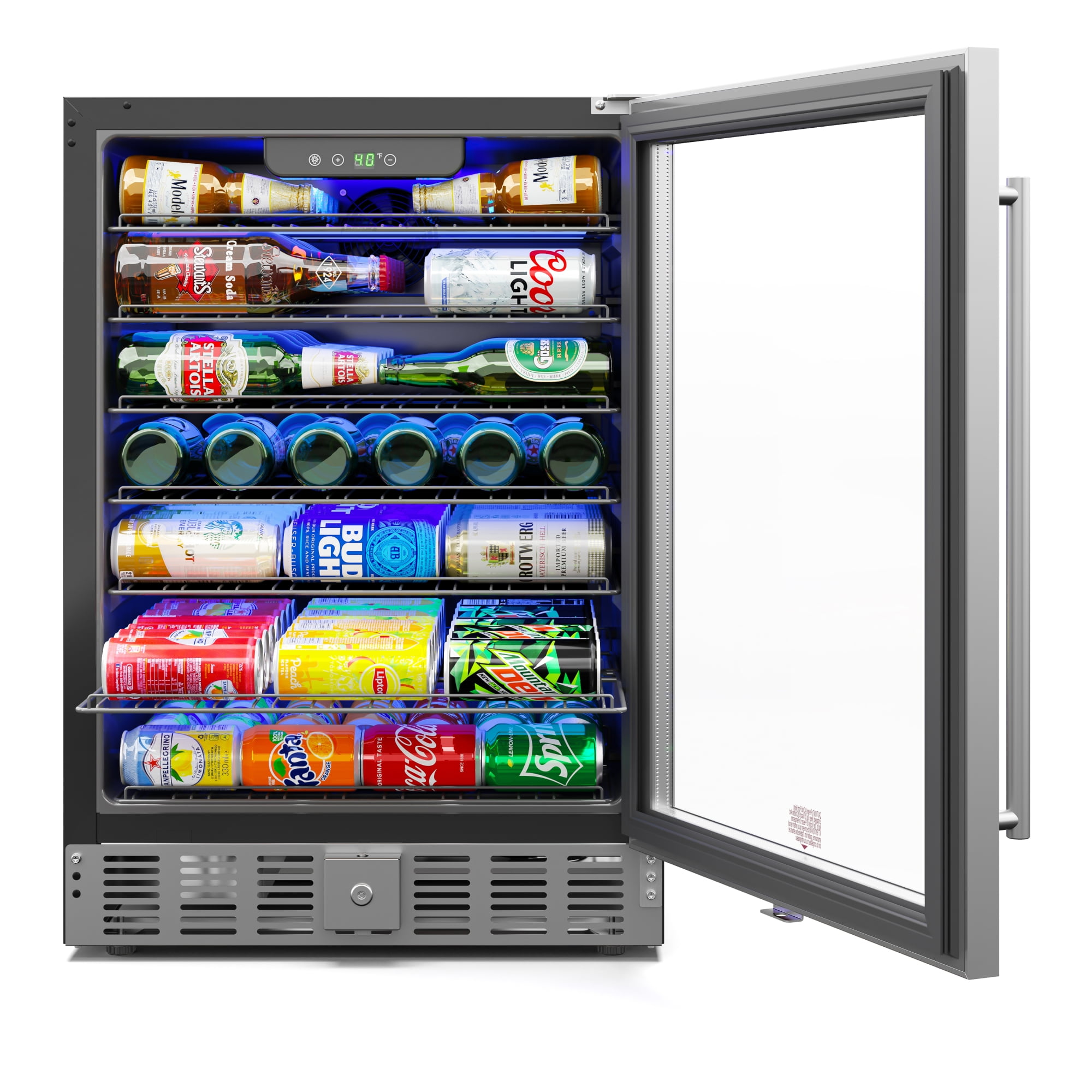 KoolMore 23.4 in. Stainless Steel, Glass-Door Built-In Refrigerator and Beverage Cooler, 5 Cu. ft.