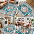 thumbnail image 6 of Turquoise Boho Large Area Rugs for Bedroom Living Room, Non Slip Carpet Bedside Rug, Ethnic Aztec Southwest Abstract Pattern Rectangular Floor Cover Kitchen Accent Rug 2.7'x5' for Dining Room/Office, 6 of 9