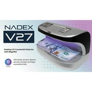 Nadex V27 Desktop UV Counterfeit Detector with Micro Print Magnifier - Verifies Bank Notes, Checks, Passports, Credit Cards - Ultraviolet/Magnetic/Infrared Sensor for Fake Detection
