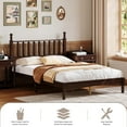 thumbnail image 6 of Full Size Bed Frames with Gourd Shaped Headboard, Vintage Natural Wood Platform Bed, Western Spindle Beds, Noise Free, Easy Assembly, Walnut, 6 of 7