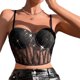 thumbnail image 1 of Sexy Mesh Corset Crop Tops Women Camis Summer Spaghetti Strap Backless Camisole Sequins Padded Tank Top for Womens Girl platinu m L, 1 of 4
