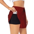thumbnail image 3 of Lsque Maroon Printed Women's Running Shorts with Liner Pockets,Elastic Quick Dry Workout Athletic Gym Yoga Shorts,Womens High Waist Shorts-Large, 3 of 9