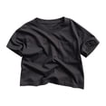thumbnail image 1 of Plebaso T-Shirts à Manches Courtes pour Enfants Garçons Été Décontracté Coton T-Shirts Filles Col Rond Uni avec Poches, 1 of 3