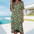 thumbnail image 2 of vigerkar Women's 2025 Summer Bohemian Floral Printed V Neck Beach Party Flowy Ruffle Midi Dress Dark Green, XL, 2 of 6