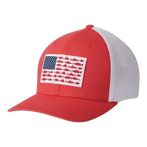 columbia pfg fish flag mesh ball cap