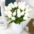 thumbnail image 4 of 30 Piezas de Flores de Tulipanes Artificiales Tulipanes de Tacto Real Ramo de Tulipanes de PU de Holanda Falsa Flor de LáTex TulipáN Blanco (Blanco), 4 of 5