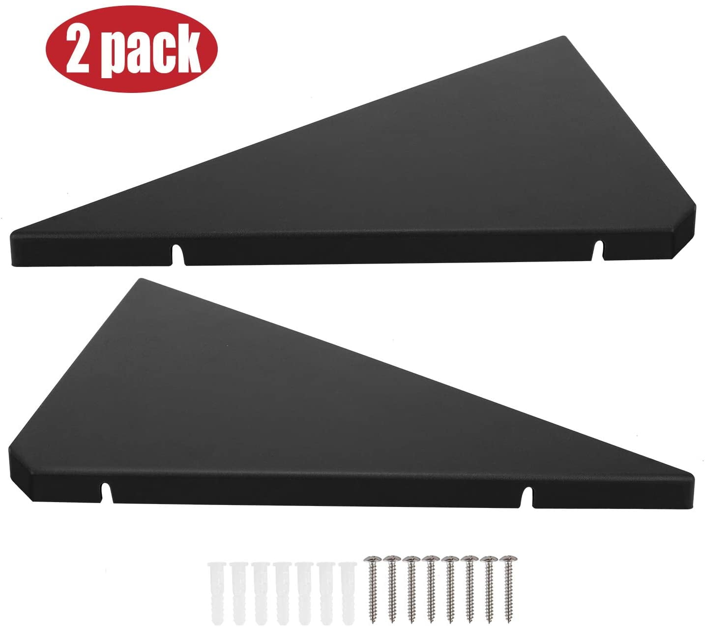 Corner Mounting Shelf Easy To Install Wall Set Of 2 BLACK Wood Striped W Hole Pa 