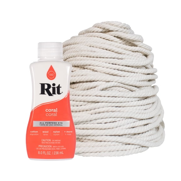 Dye Your Own Macrame Kit – Rit Dye & Cotton Rope – ½ & ¼ Inch – 8 Fluid Ounces – Arts and Craft DIY Decorations, Projects, & Gifts