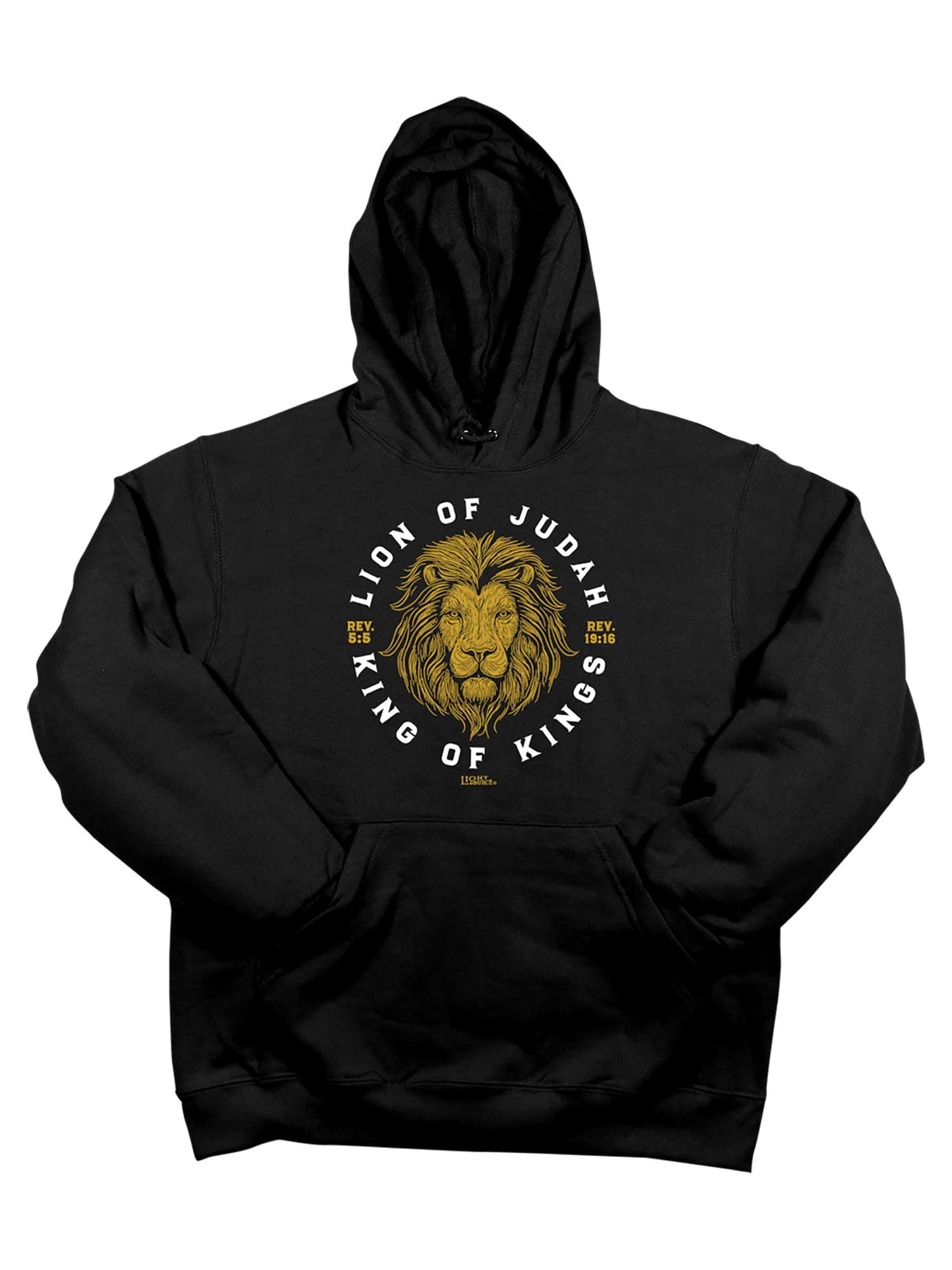 Light Source Mens Hooded Sweatshirt Lion Of Judah, Black, XL