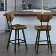 thumbnail image 3 of Amisco Ferguson 29.25" Distressed Wood Swivel Bar Stool in Brown/Gun Metal, 3 of 9