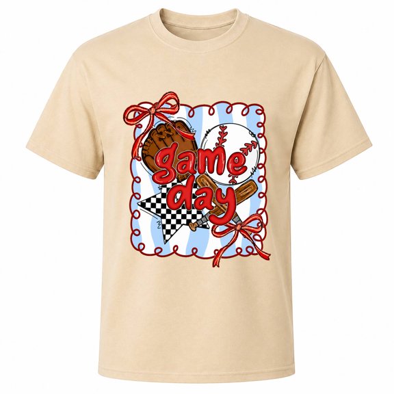 Game Day Baseball Graphic T-Shirt, Unisex Classic Fit, Cotton-Rich 180 GSM, Sports Fan Style, Front Print