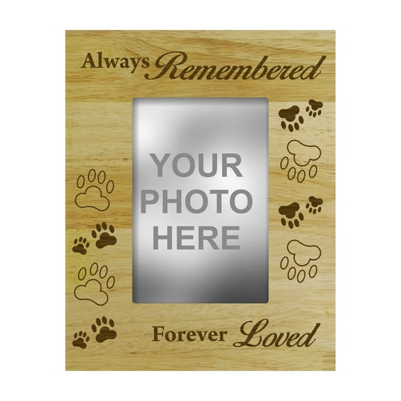 Personalized Wood Engraved Dog Memorial Picture Frame Always Remembered Forever Loved - Loss Of A Pet Gift 4 x 6 Inches Horizontal